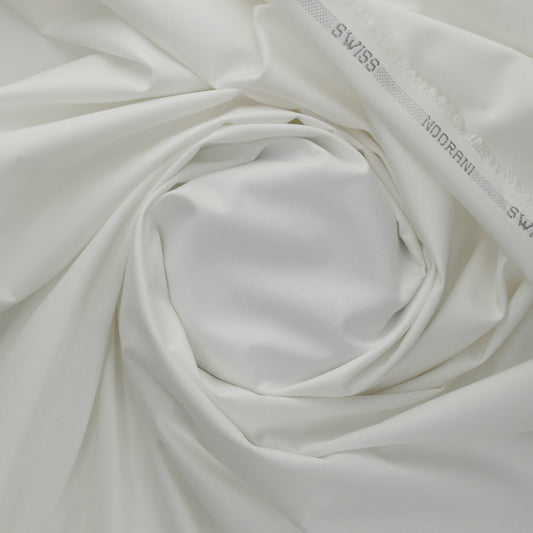 Swiss & Exclusive Off White -Men Blended Unstitched Fabric
