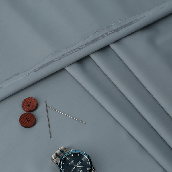 Noorani Atal Smoked Gray Ash - Blended Unstitched Fabric