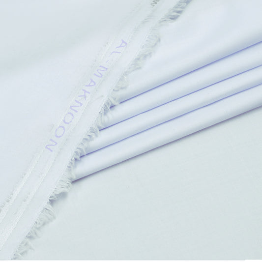 Al Maknoon Pure White - Men Blended Unstitched Fabric
