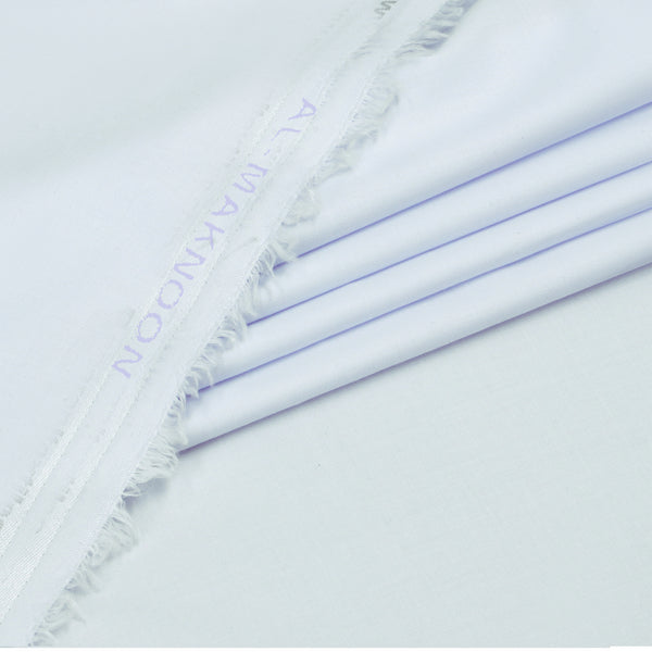 Al Maknoon Pure White - Men Blended Unstitched Fabric
