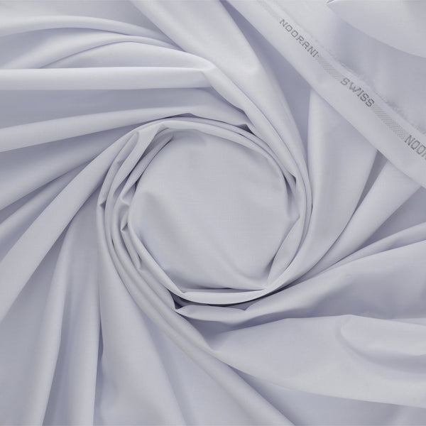 Swiss & Exclusive White -Men Blended Unstitched Fabric